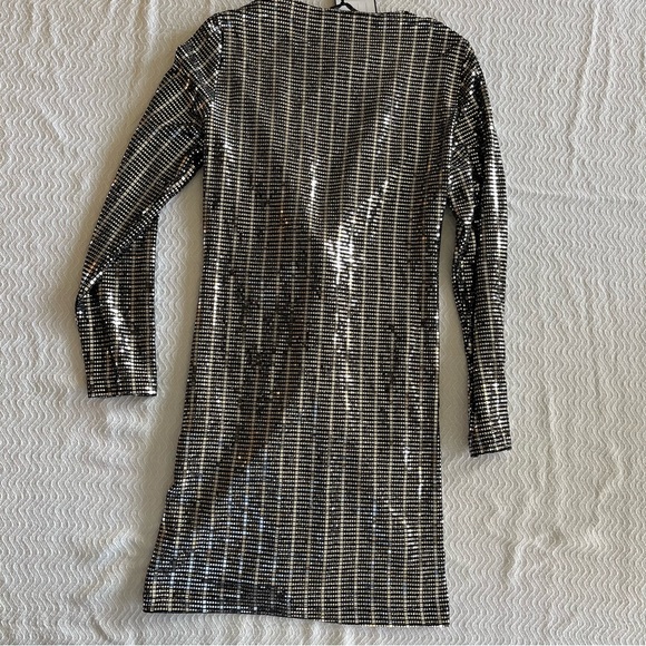 NWT Zara Black Sequins Mirror Cutout Cocktail Mini Dress - Picture 9 of 9